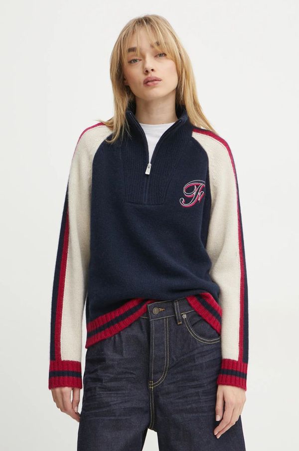 From Future Pulover od kašmira FROM FUTURE boja: tamno plava, lagani, s poludolčevitom, WPM02197