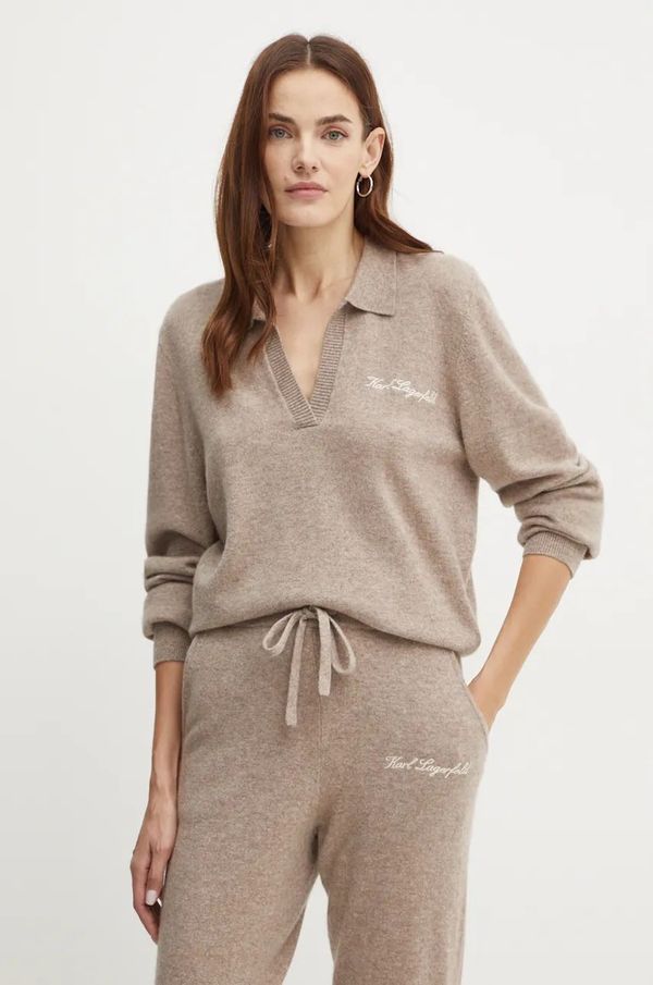 Karl Lagerfeld Pulover od kašmira Karl Lagerfeld boja: smeđa, lagani, 246W2180