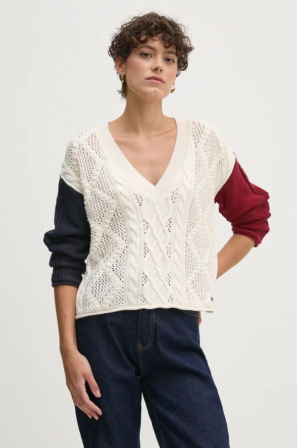 Pepe Jeans Pulover Pepe Jeans HADA V-NECK za žene, boja: bež, PL702209