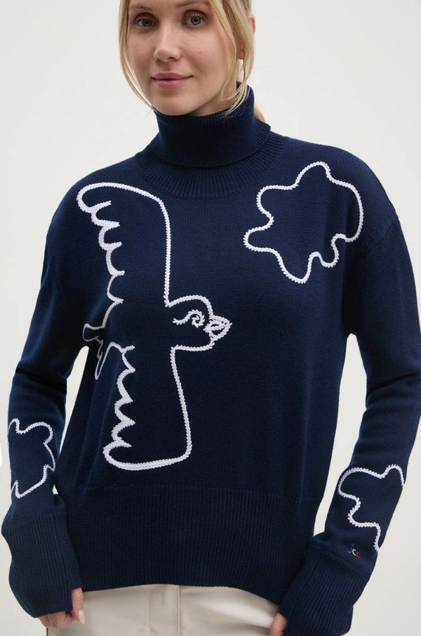 Rossignol Pulover Rossignol x JCC za žene, boja: tamno plava, s dolčevitom, RLNWO16