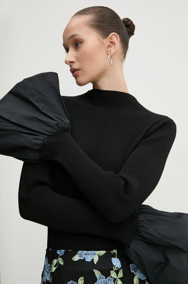 Rotate Pulover Rotate za žene, boja: crna, lagani, s poludolčevitom, 113618100