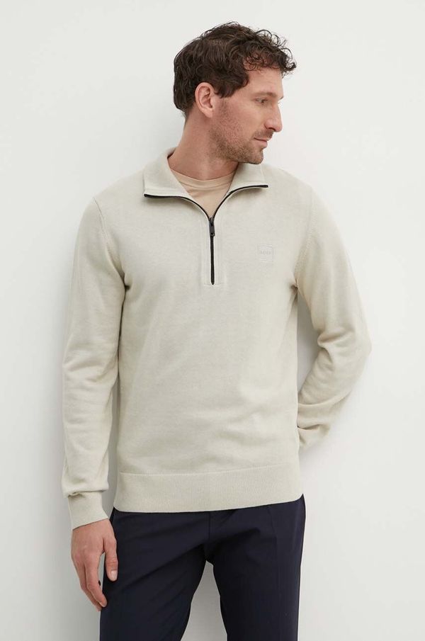 BOSS Orange Pulover s dodatkom kašmira Boss Orange BOSS ORANGE boja: bež, lagani, s poludolčevitom