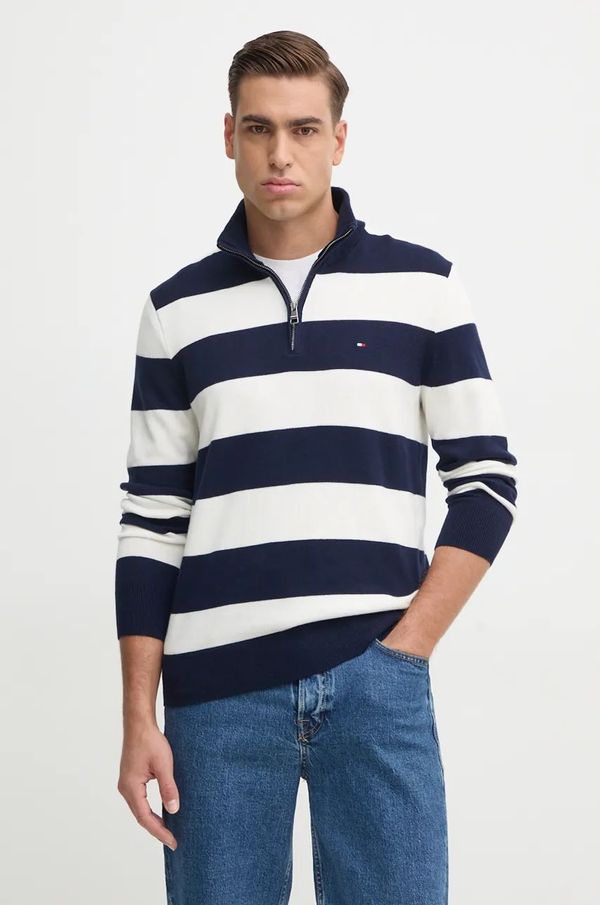 Tommy Hilfiger Pulover s dodatkom kašmira Tommy Hilfiger boja: tamno plava, lagani, s poludolčevitom