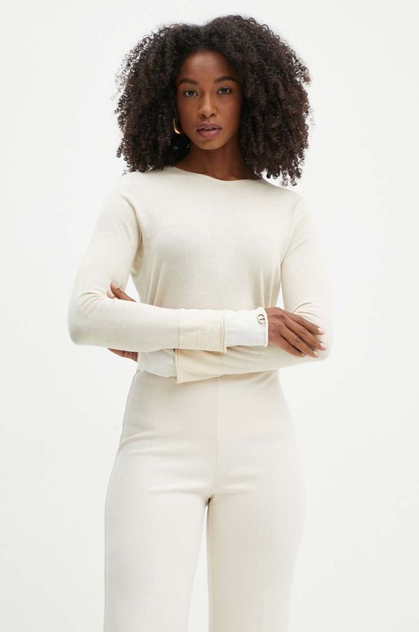 Twinset Pulover s dodatkom kašmira Twinset boja: bež, lagani, 242TF3020