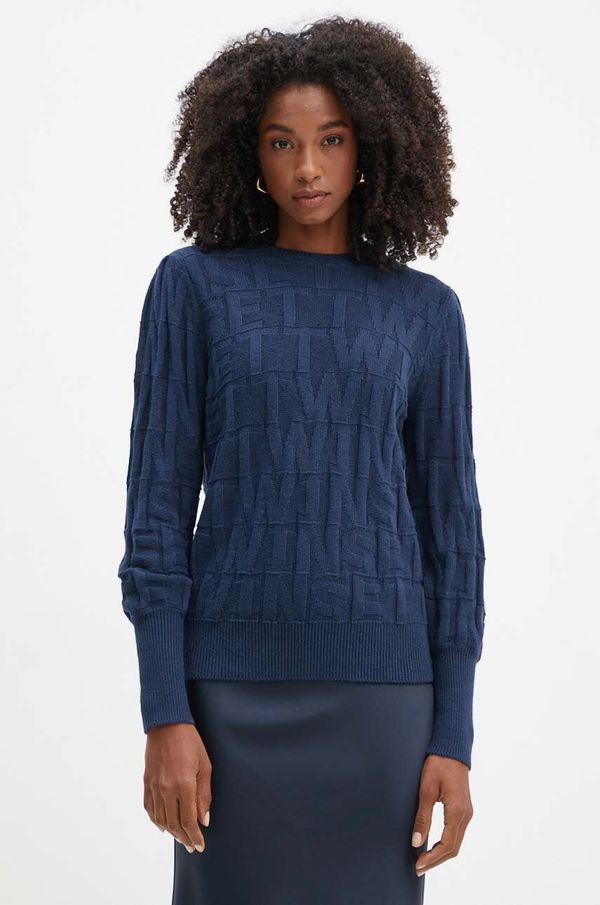 Twinset Pulover s dodatkom kašmira Twinset boja: tamno plava, 242TP3601