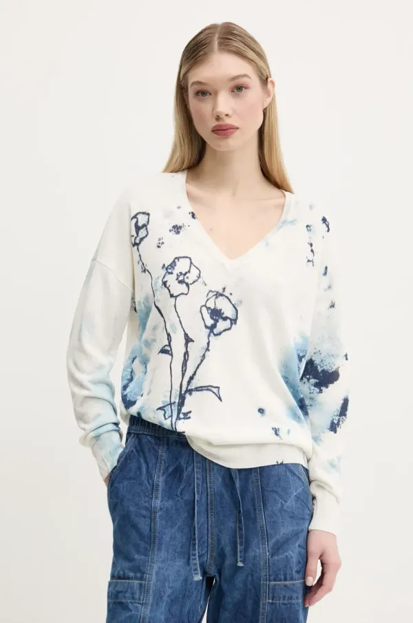 Desigual Pulover s dodatkom lana Desigual BRUMA za žene, boja: bež, lagani, 25SWJF26