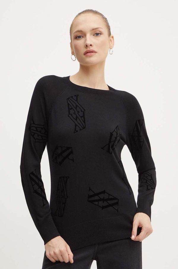 Armani Exchange Pulover s dodatkom svile Armani Exchange boja: crna, lagani, 6DYM1A YMP7Z