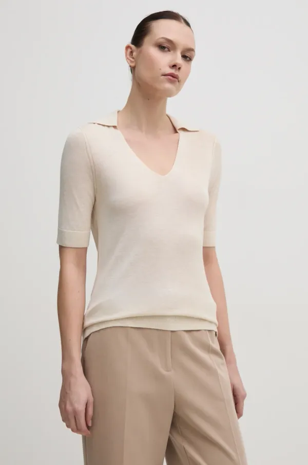 Calvin Klein Pulover s dodatkom svile Calvin Klein boja: bež, lagani, K20K208200