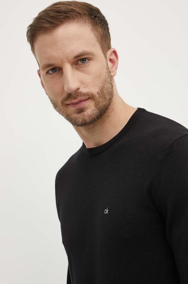 Calvin Klein Pulover s dodatkom svile Calvin Klein boja: crna, lagani, K10K113549