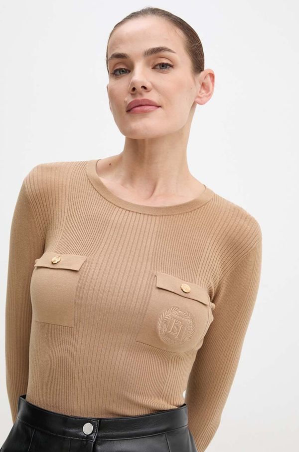 Elisabetta Franchi Pulover s dodatkom svile Elisabetta Franchi boja: bež, lagani, MK10B46E2