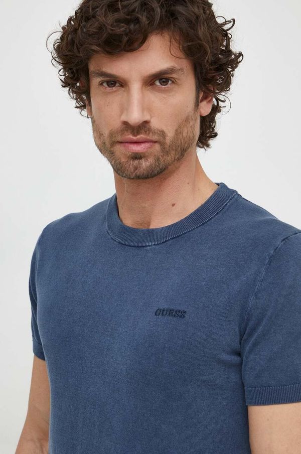 Guess Pulover s dodatkom svile Guess boja: tamno plava, lagani