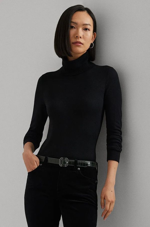 Lauren Ralph Lauren Pulover s dodatkom svile Lauren Ralph Lauren boja: crna, lagani, s dolčevitom, 200940470