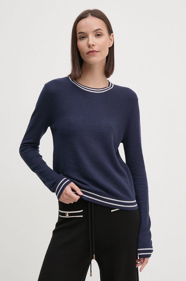 United Colors of Benetton Pulover s dodatkom svile United Colors of Benetton boja: tamno plava, lagani, 1SMYE10B8