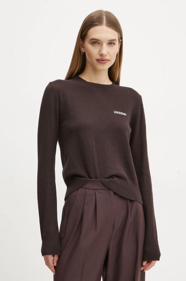 2NDDAY Pulover s dodatkom vune 2NDDAY Lance za žene, boja: smeđa, lagani, 2251340408