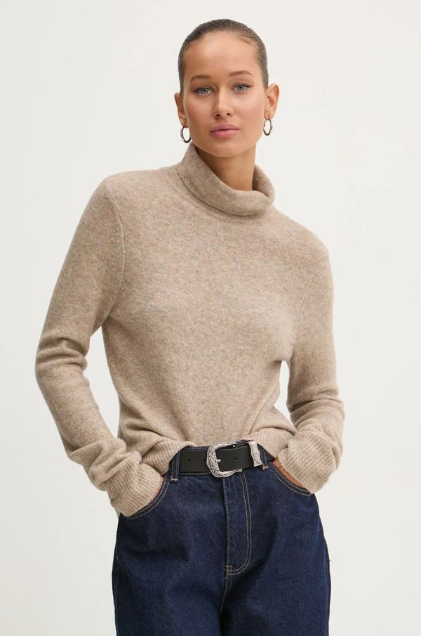 Abercrombie & Fitch Pulover s dodatkom vune Abercrombie & Fitch za žene, boja: bež, s dolčevitom, KI150-4271