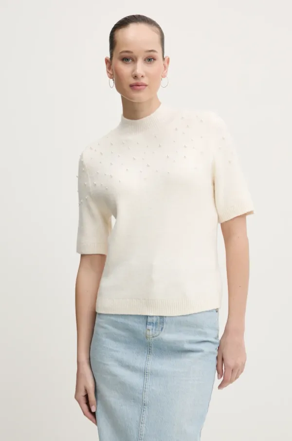 Abercrombie & Fitch Pulover s dodatkom vune Abercrombie & Fitch za žene, boja: bež, s poludolčevitom, KI150-4339