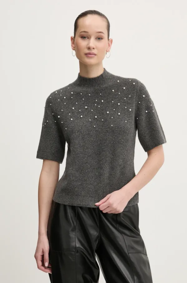 Abercrombie & Fitch Pulover s dodatkom vune Abercrombie & Fitch za žene, boja: siva, s poludolčevitom, KI150-4339