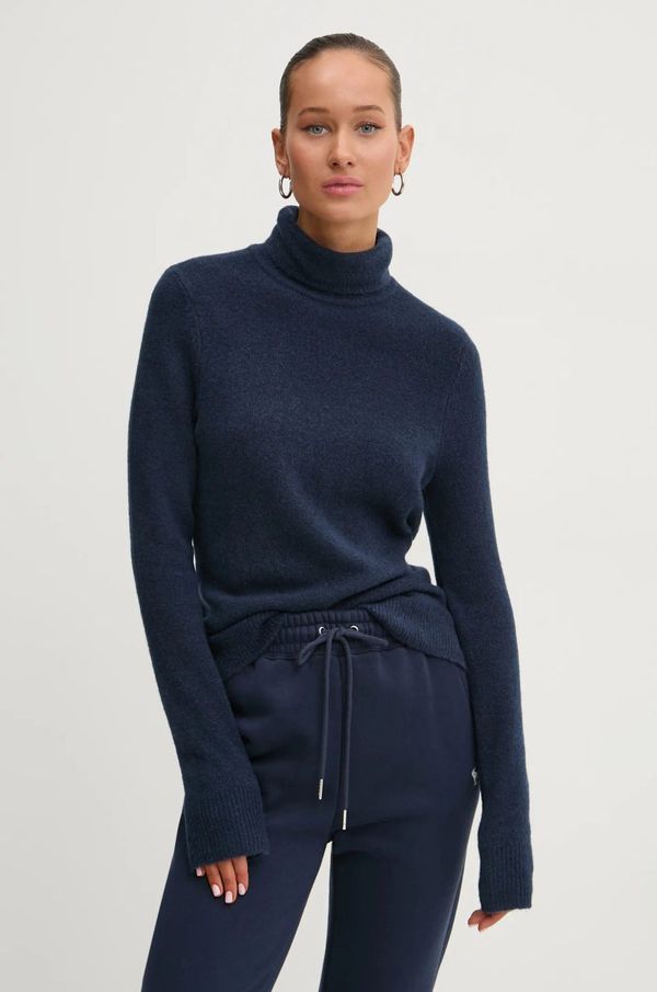 Abercrombie & Fitch Pulover s dodatkom vune Abercrombie & Fitch za žene, boja: tamno plava, s dolčevitom, KI150-4271