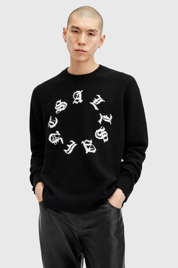 AllSaints Pulover s dodatkom vune AllSaints SCRIPTURE za muškarce, boja: crna, M064KB