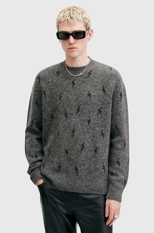 AllSaints Pulover s dodatkom vune AllSaints ZAP CREW za muškarce, boja: siva, M072KB