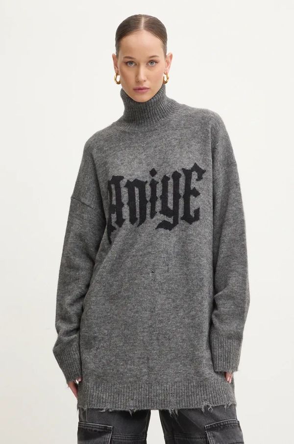 Aniye By Pulover s dodatkom vune Aniye By za žene, boja: siva, s dolčevitom, 181006