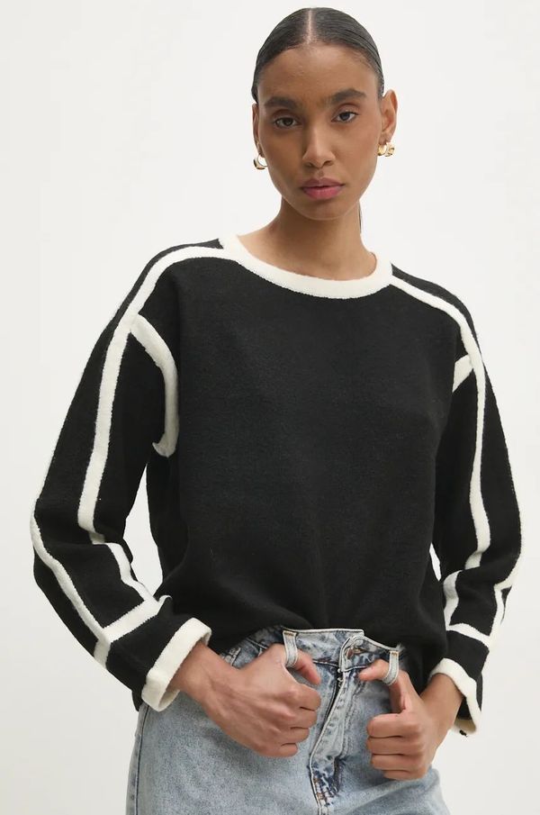 Answear Lab Pulover s dodatkom vune Answear Lab za žene, boja: crna