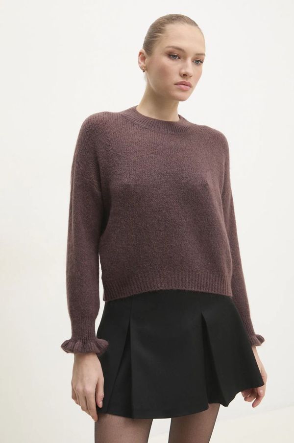 Answear Lab Pulover s dodatkom vune Answear Lab za žene, boja: smeđa