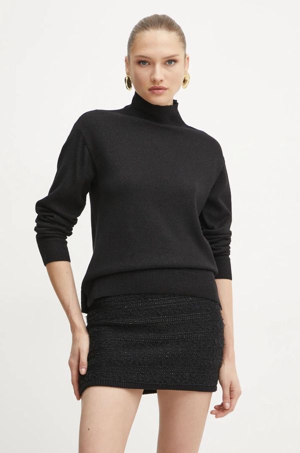 Armani Exchange Pulover s dodatkom vune Armani Exchange za žene, boja: crna, lagani, s poludolčevitom, 6DYM2D YM2FZ