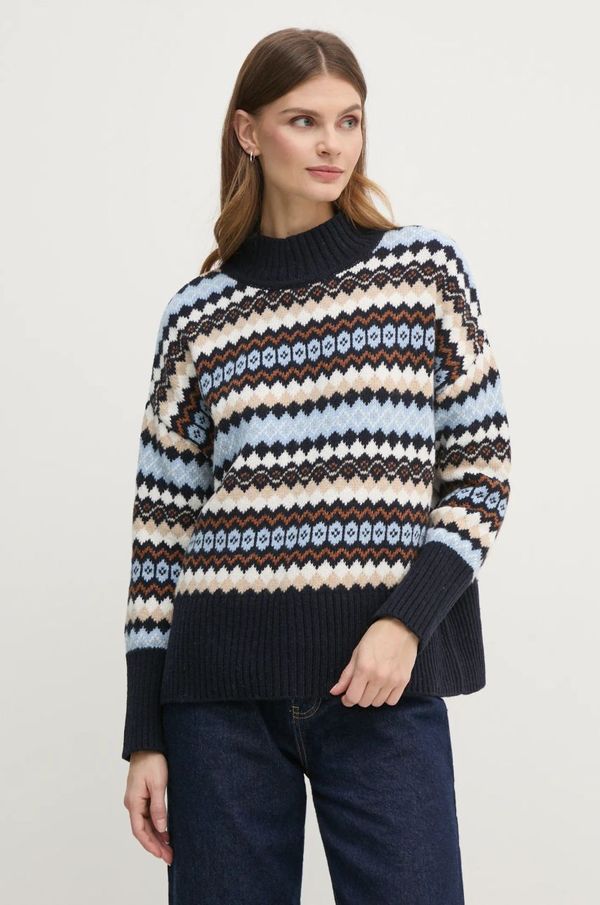 Barbour Pulover s dodatkom vune Barbour za žene, boja: tamno plava, topli, s poludolčevitom, LKN1557