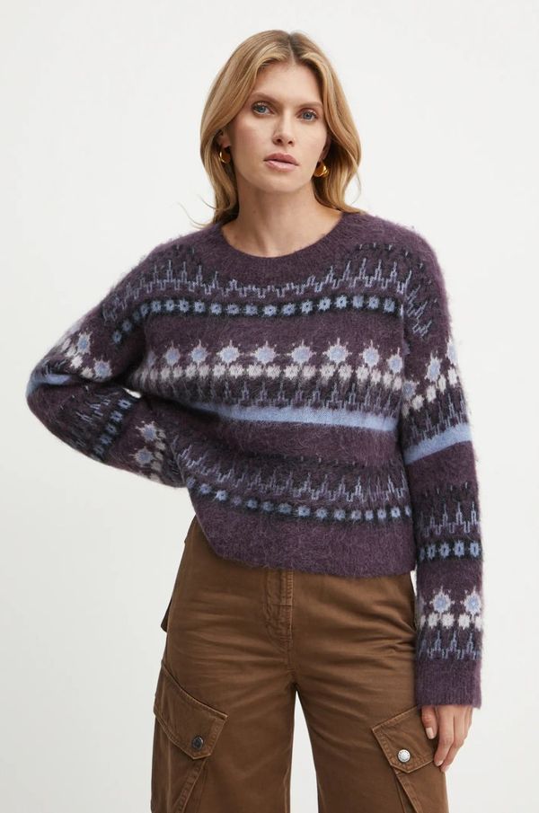 Boss Orange Pulover s dodatkom vune Boss Orange za žene, boja: ljubičasta, topli, 50525157