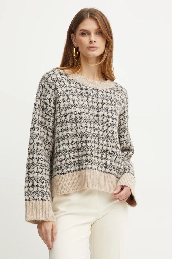 Boss Pulover s dodatkom vune BOSS za žene, boja: bež, 50523729