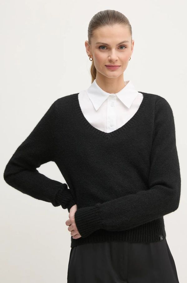 Calvin Klein Jeans Pulover s dodatkom vune Calvin Klein Jeans za žene, boja: crna, J20J224801