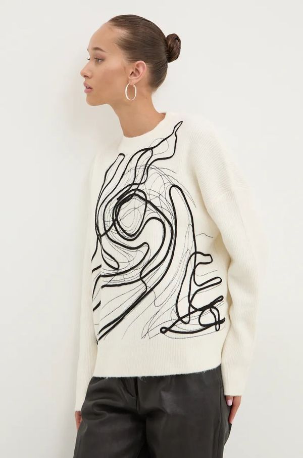 Desigual Pulover s dodatkom vune Desigual MONTPELLIER za žene, boja: bež, 24WWJF55