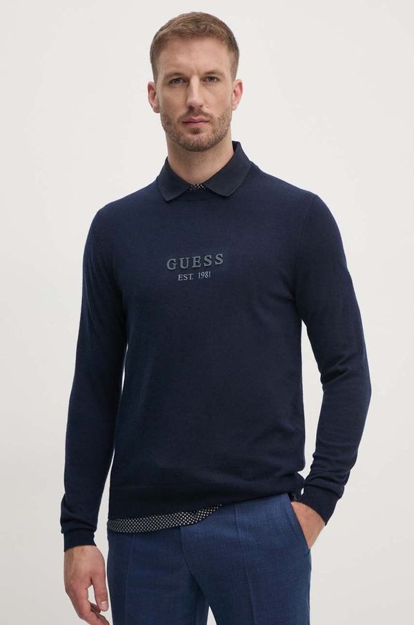 Guess Pulover s dodatkom vune Guess DORAN za muškarce, boja: tamno plava, lagani, M4YR04.Z3052