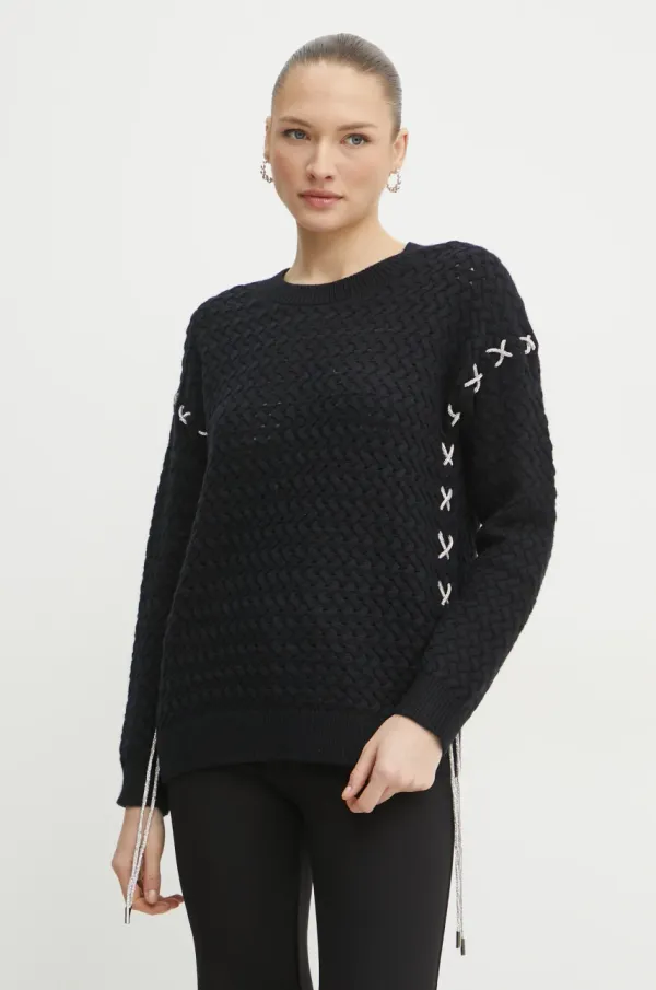 Guess Pulover s dodatkom vune Guess ELLISS za žene, boja: crna, W5RR13 Z3KY0