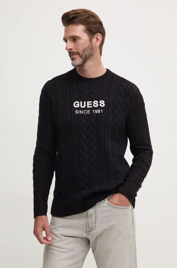 Guess Pulover s dodatkom vune Guess ELWYN za muškarce, boja: crna, M4BR11.Z3HA2