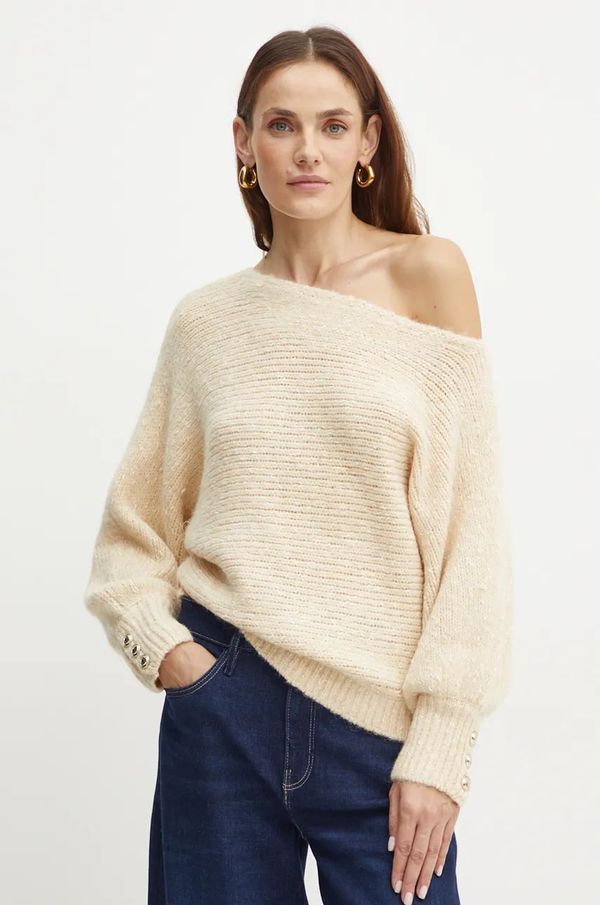 Guess Pulover s dodatkom vune Guess ISLA za žene, boja: bež, W4BR67 Z3JL0