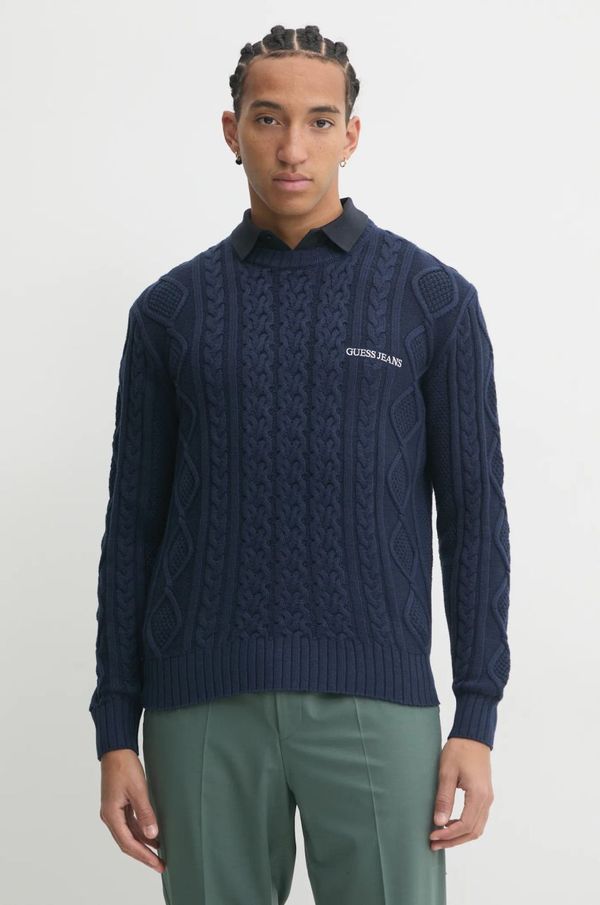 Guess Jeans Pulover s dodatkom vune Guess Jeans za muškarce, boja: tamno plava, M4BR34 Z3HN2