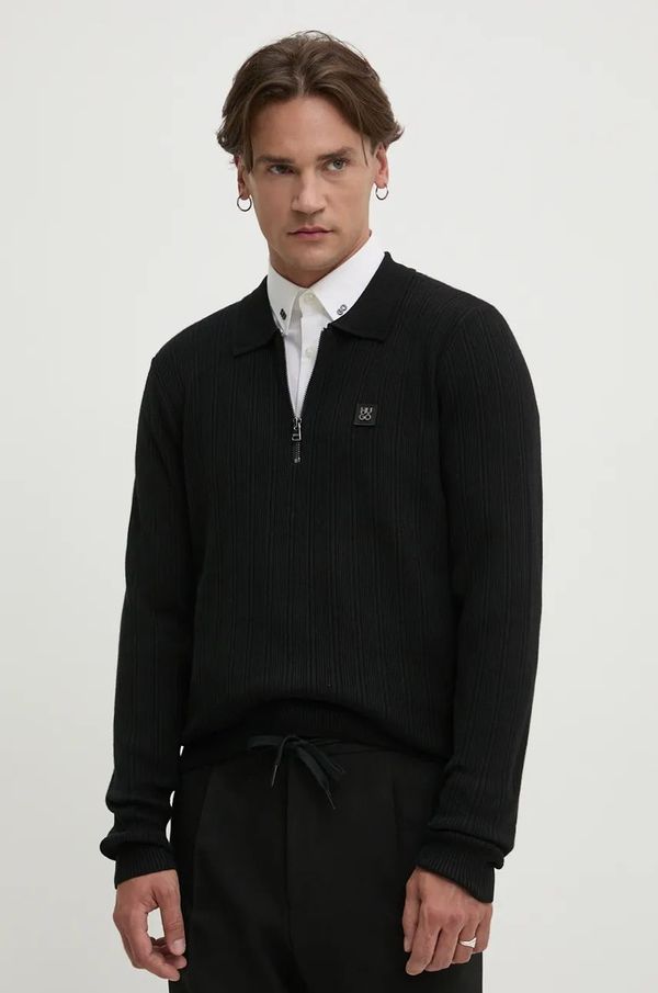 Hugo Pulover s dodatkom vune HUGO za muškarce, boja: crna, lagani, 50524556