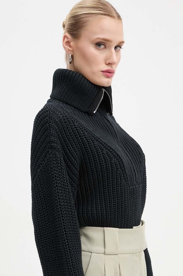 IRO Pulover s dodatkom vune IRO za žene, boja: crna, topli, s dolčevitom, WP12ROMANE