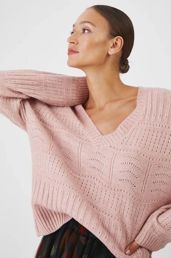 Medicine Pulover s dodatkom vune Medicine za žene, boja: ružičasta, topli