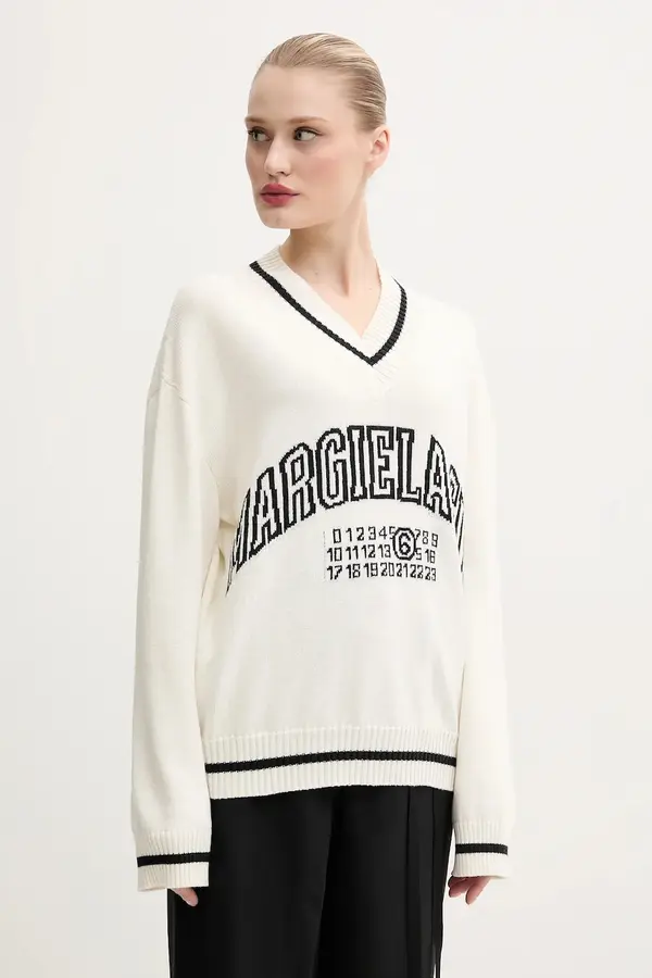 MM6 Maison Margiela Pulover s dodatkom vune MM6 Maison Margiela