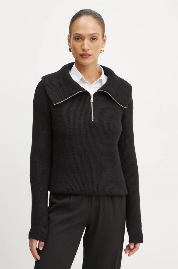 Morgan Pulover s dodatkom vune Morgan MCOLAR za žene, boja: crna, s dolčevitom, MCOLAR