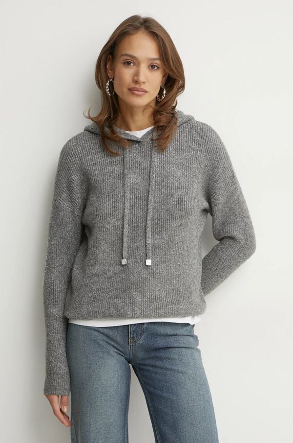 Morgan Pulover s dodatkom vune Morgan MNOIX za žene, boja: siva, topli, MNOIX