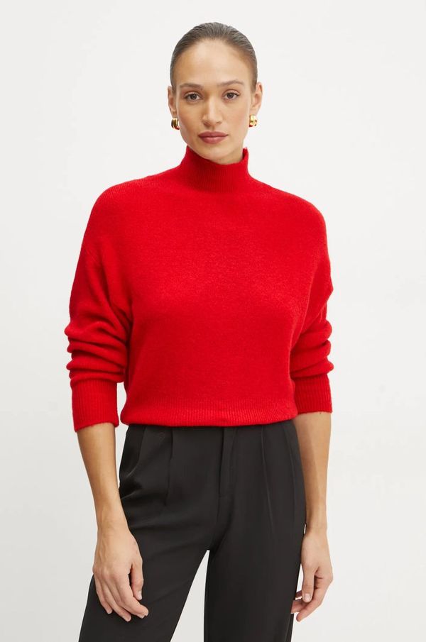 Morgan Pulover s dodatkom vune Morgan MRED za žene, boja: crvena, s dolčevitom, MRED