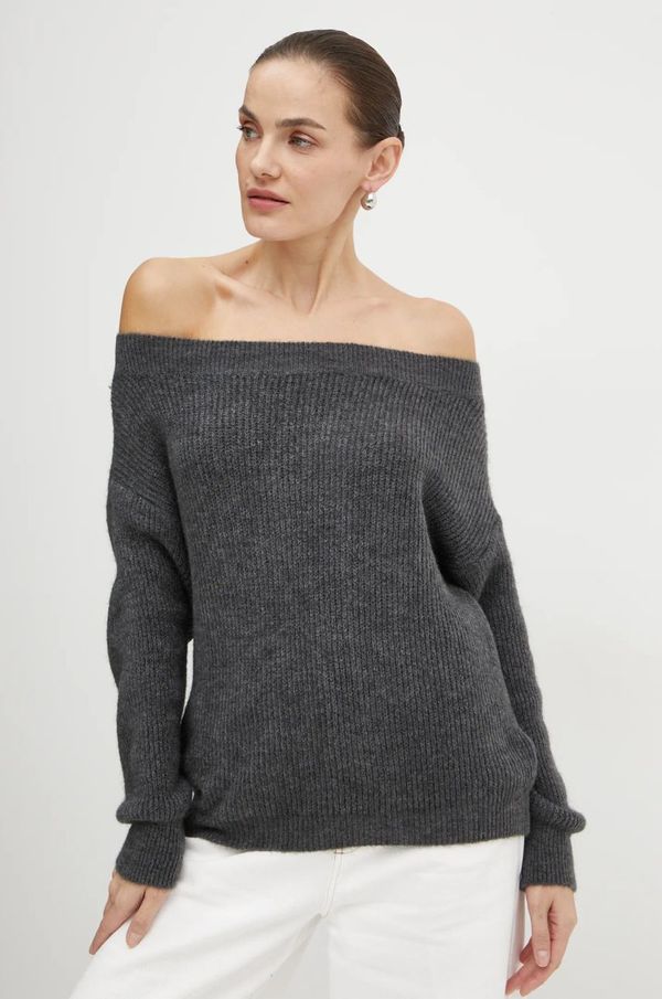 Morgan Pulover s dodatkom vune Morgan MREINE za žene, boja: siva, MREINE