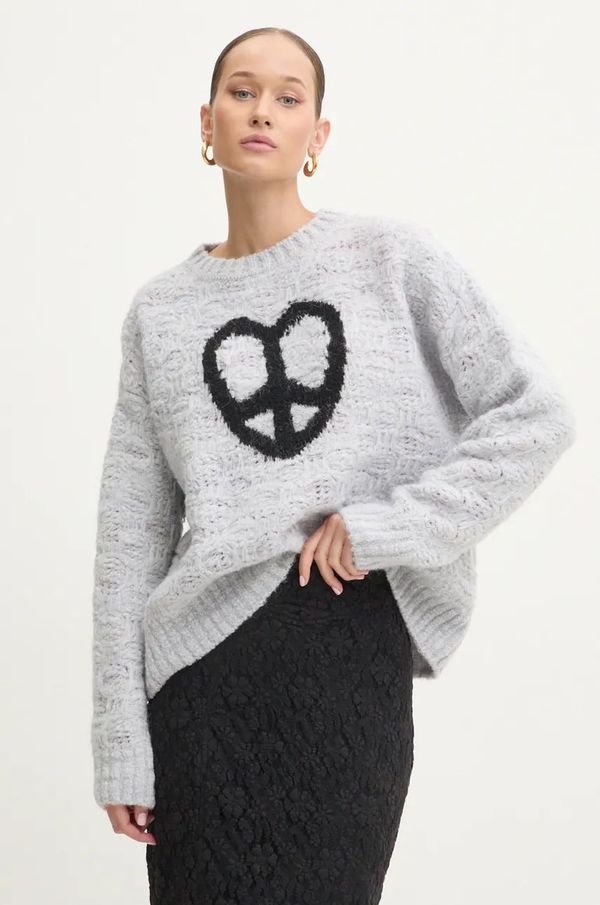 Moschino Jeans Pulover s dodatkom vune Moschino Jeans za žene, boja: siva, topli, A0913 8705