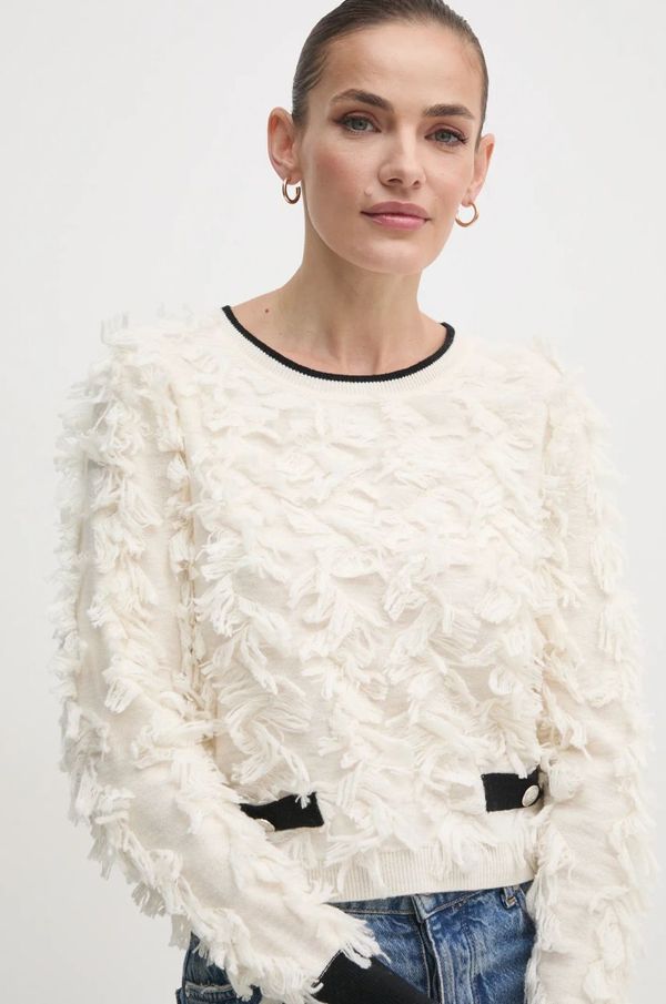 OUI Pulover s dodatkom vune OUI za žene, boja: bež, lagani, 89939