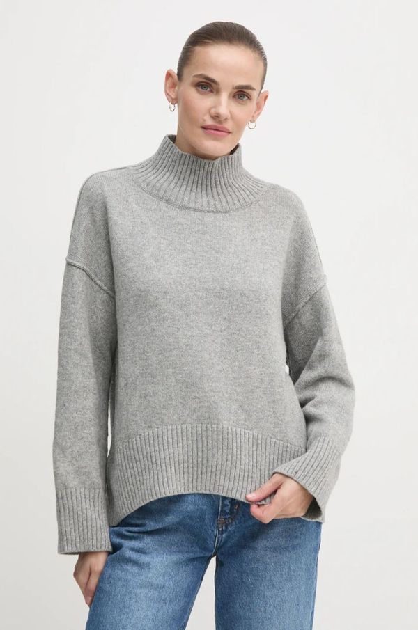 OUI Pulover s dodatkom vune OUI za žene, boja: siva, s dolčevitom, 89932