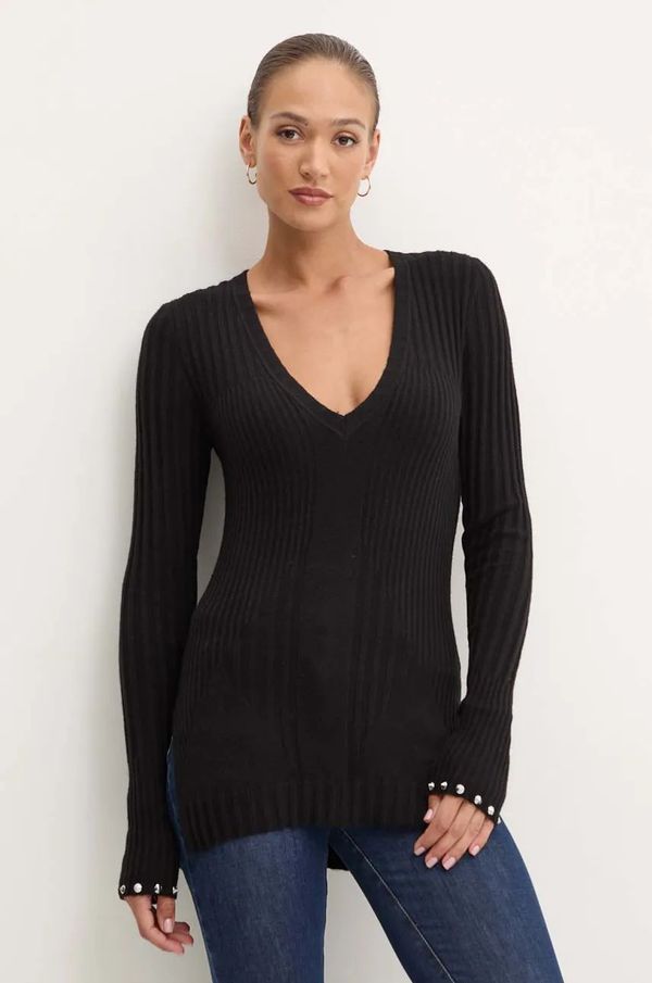 Patrizia Pepe Pulover s dodatkom vune Patrizia Pepe za žene, boja: crna, lagani, 2K0285 K7S0